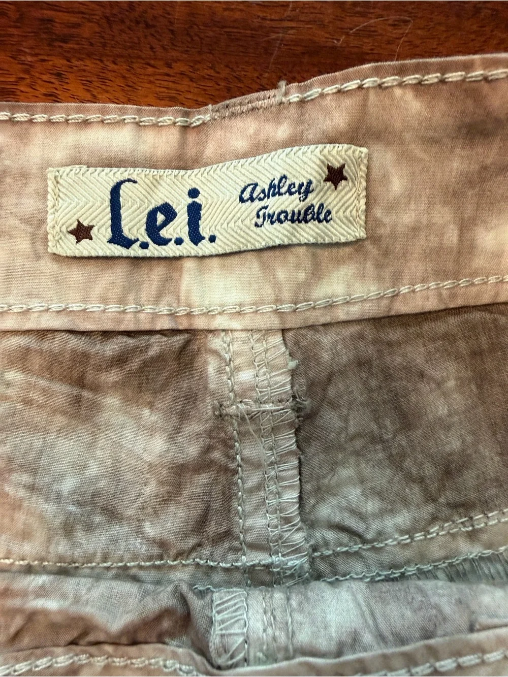 L.E.I. Tie-Dye Cotton Bermuda Shorts in Neutral Brown by L by Livi
